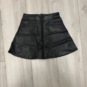 A line Black Faux Leather Skirt